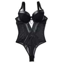 Black Mesh Leather Bodysuit at Spencer's