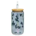 Glitter Ghost Glass Cup with Straw - 16 oz. at Spencer's