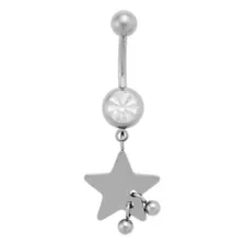 CZ Silvertone Star Titanium Belly Ring - 14 Gauge at Spencer's