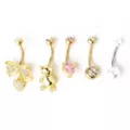 Multi-Pack Goldtone Bow Bear Belly Rings 5 Pack - 14 Gauge at Spencer's