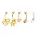 Multi-Pack Goldtone Bow Bear Belly Rings 5 Pack - 14 Gauge at Spencer's