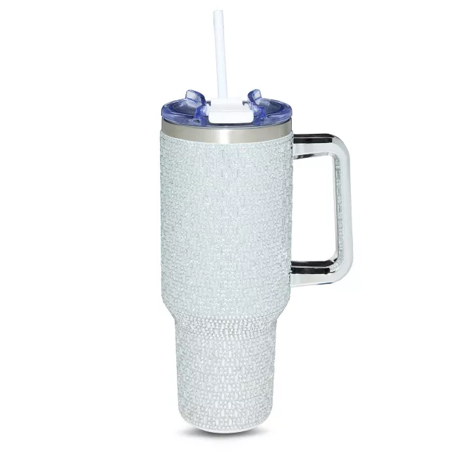 White and Silver Rhinestone Tumbler - 40 oz. at Spencer's
