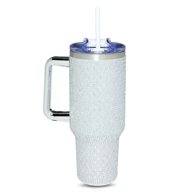 White and Silver Rhinestone Tumbler - 40 oz. at Spencer's