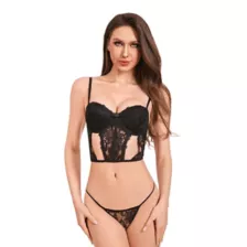 Black Lace Cutout Corset at Spencer's