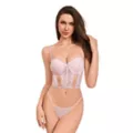 Pink Rhinestone Lace Corset at Spencer's