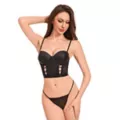 Black Mesh Lace-Up Corset at Spencer's