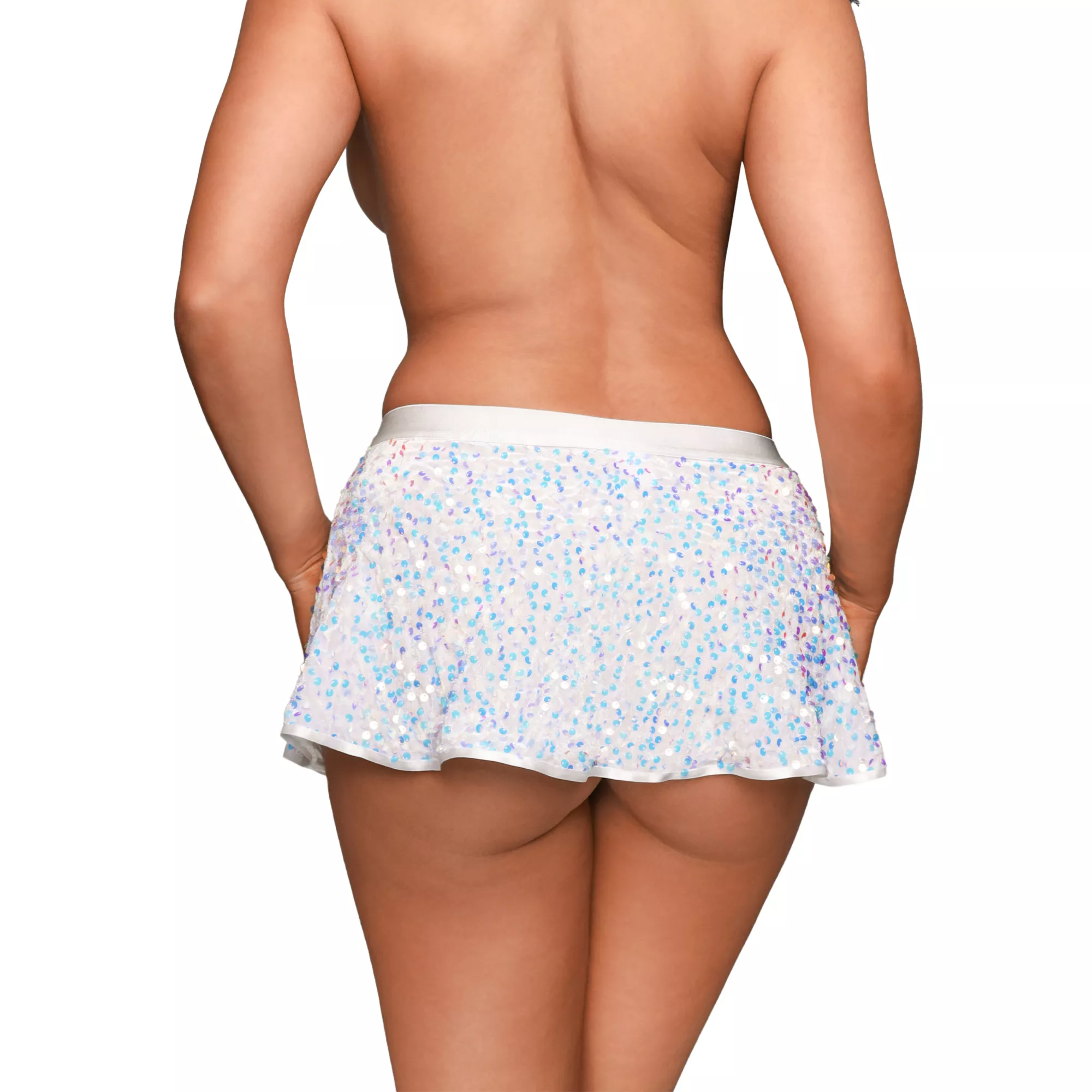 White Sequin Micro Skirt at Spencer's