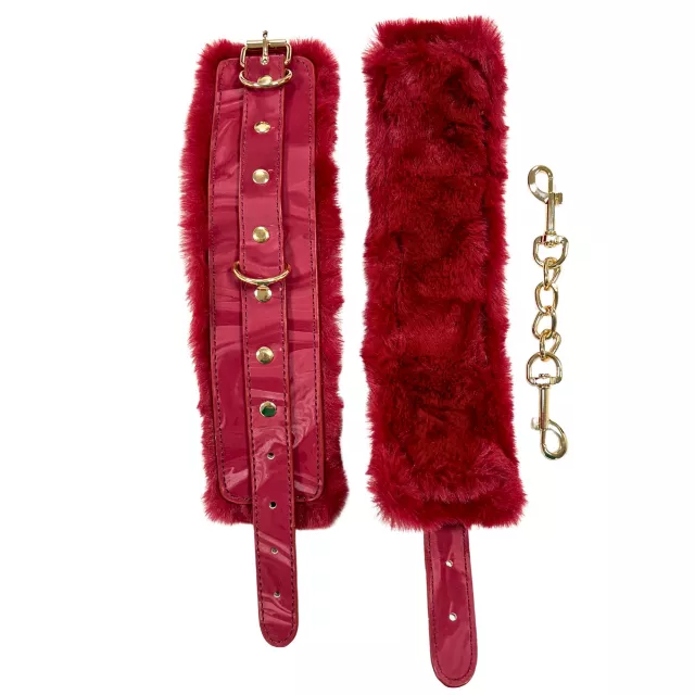 Sangria Fur Cuffs - Pleasure Bound at Spencer's