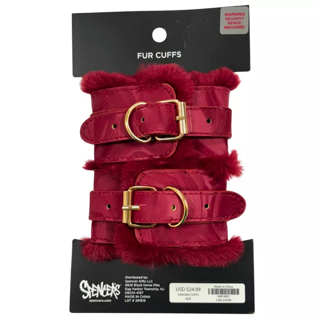Sangria Fur Cuffs - Pleasure Bound at Spencer's
