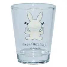 I Just Can't Seem to Care Shot Glass 2 oz. - It's Happy Bunny at Spencer's