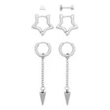 Multi-Pack Stud Star Hoop and Dangle Earrings 3 Pair - 18 Gauge at Spencer's