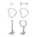 Multi-Pack CZ Stud Heart Hoop and Dangle Earrings 3 Pair - 18 Gauge at Spencer's