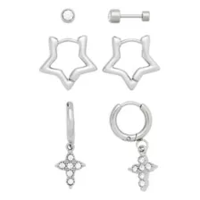 Multi-Pack Stud and Star Hoop Earrings 3 Pair - 18 Gauge at Spencer's