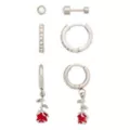 Multi-Pack Stud and Rose Hoop Earrings 3 Pair - 18 Gauge at Spencer's