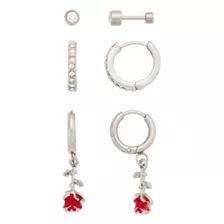 Multi-Pack Stud and Rose Hoop Earrings 3 Pair - 18 Gauge at Spencer's