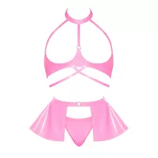 Pink Halter Top and Skirt Set at Spencer's