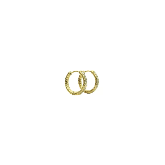 CZ Goldtone Patterned Huggie Hoop Earrings at Spencer's