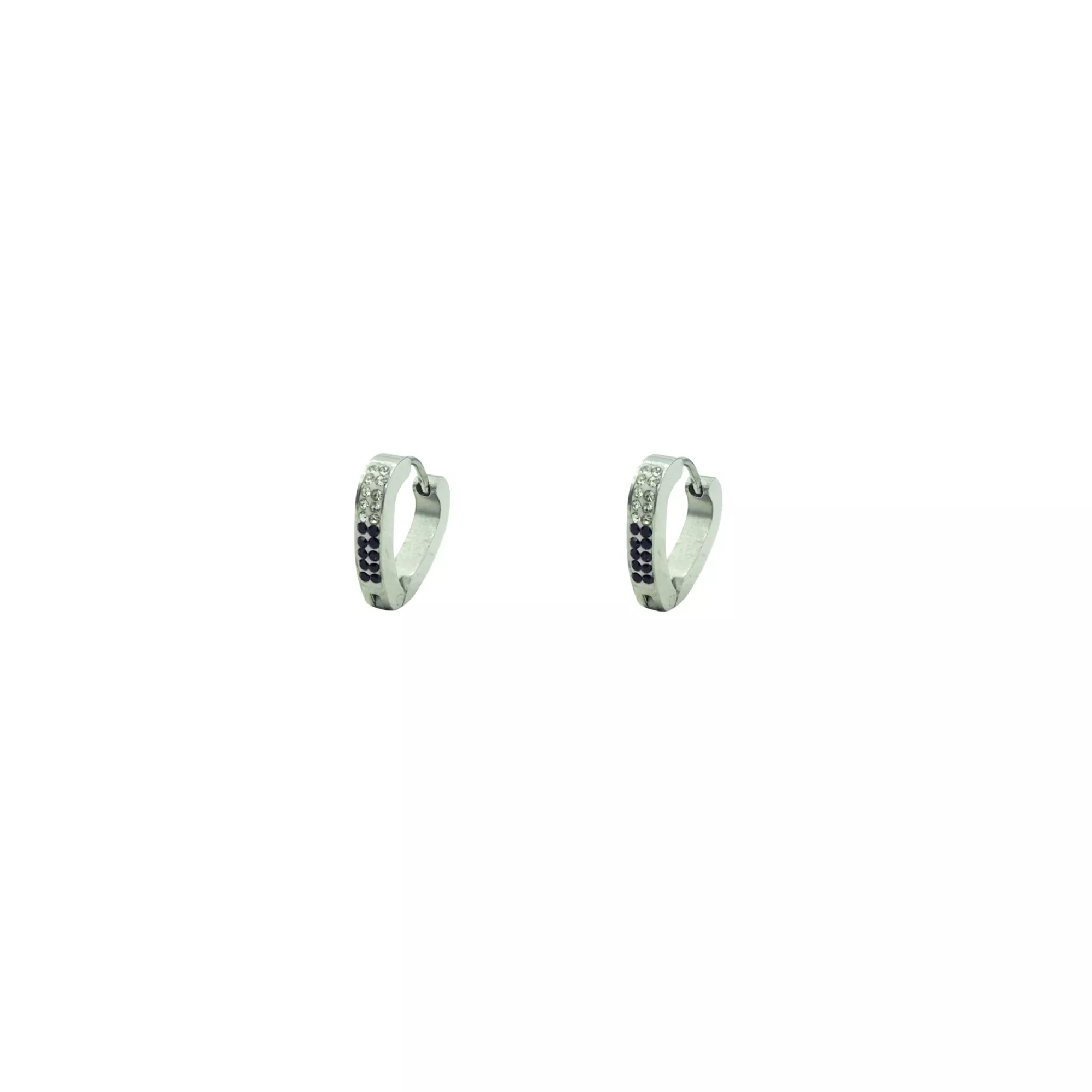 CZ Silvertone and Black Huggie Hoop Earrings at Spencer's