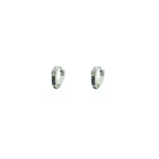 CZ Silvertone and Black Huggie Hoop Earrings at Spencer's