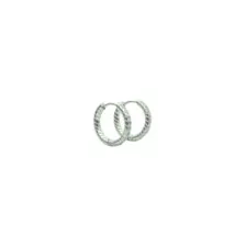 CZ Silvertone Patterned Huggie Hoop Earrings at Spencer's
