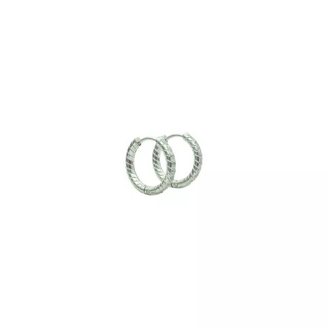 CZ Silvertone Patterned Huggie Hoop Earrings at Spencer's