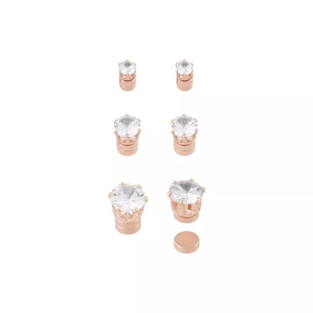Multi-Pack Rose Gold CZ Magnetic Stud Earrings - 3 Pack at Spencer's