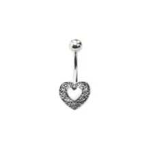 Silvertone Heart Swirl Belly Ring - 14 Gauge at Spencer's