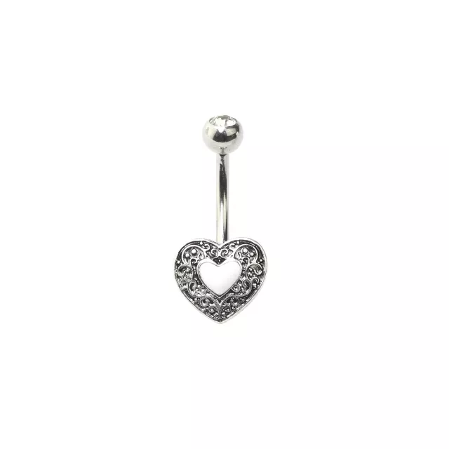 Silvertone Heart Swirl Belly Ring - 14 Gauge at Spencer's
