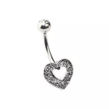 Silvertone Heart Swirl Belly Ring - 14 Gauge at Spencer's