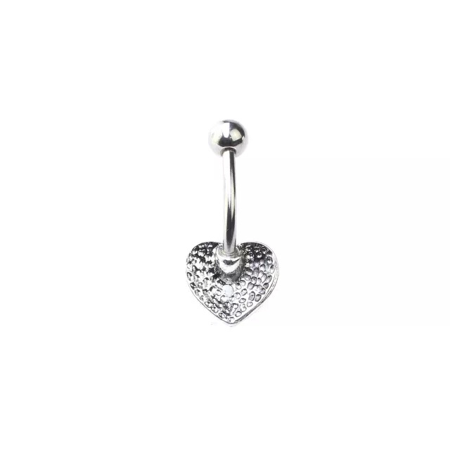 Silvertone Heart Swirl Belly Ring - 14 Gauge at Spencer's