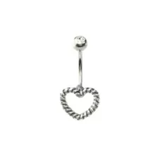 Silvertone Rope Heart Belly Ring - 14 Gauge at Spencer's