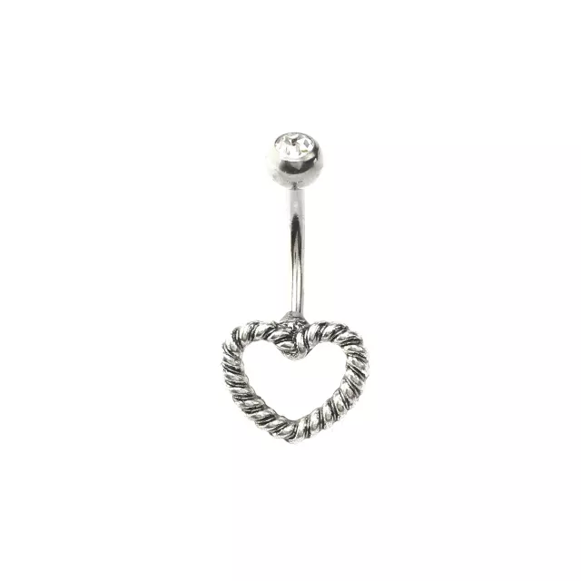 Silvertone Rope Heart Belly Ring - 14 Gauge at Spencer's
