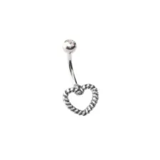 Silvertone Rope Heart Belly Ring - 14 Gauge at Spencer's