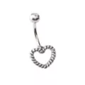 Silvertone Rope Heart Belly Ring - 14 Gauge at Spencer's