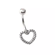 Silvertone Rope Heart Belly Ring - 14 Gauge at Spencer's