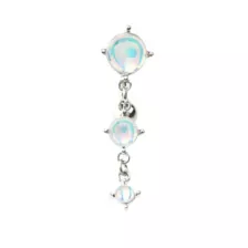 Moonstone-Effect Dangle Belly Ring - 14 Gauge at Spencer's