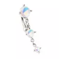 Moonstone-Effect Dangle Belly Ring - 14 Gauge at Spencer's