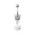 CZ Pink Heart Weed Leaf Dangle Belly Ring - 14 Gauge at Spencer's