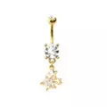 Goldtone Star Cluster Dangle Belly Ring - 14 Gauge at Spencer's