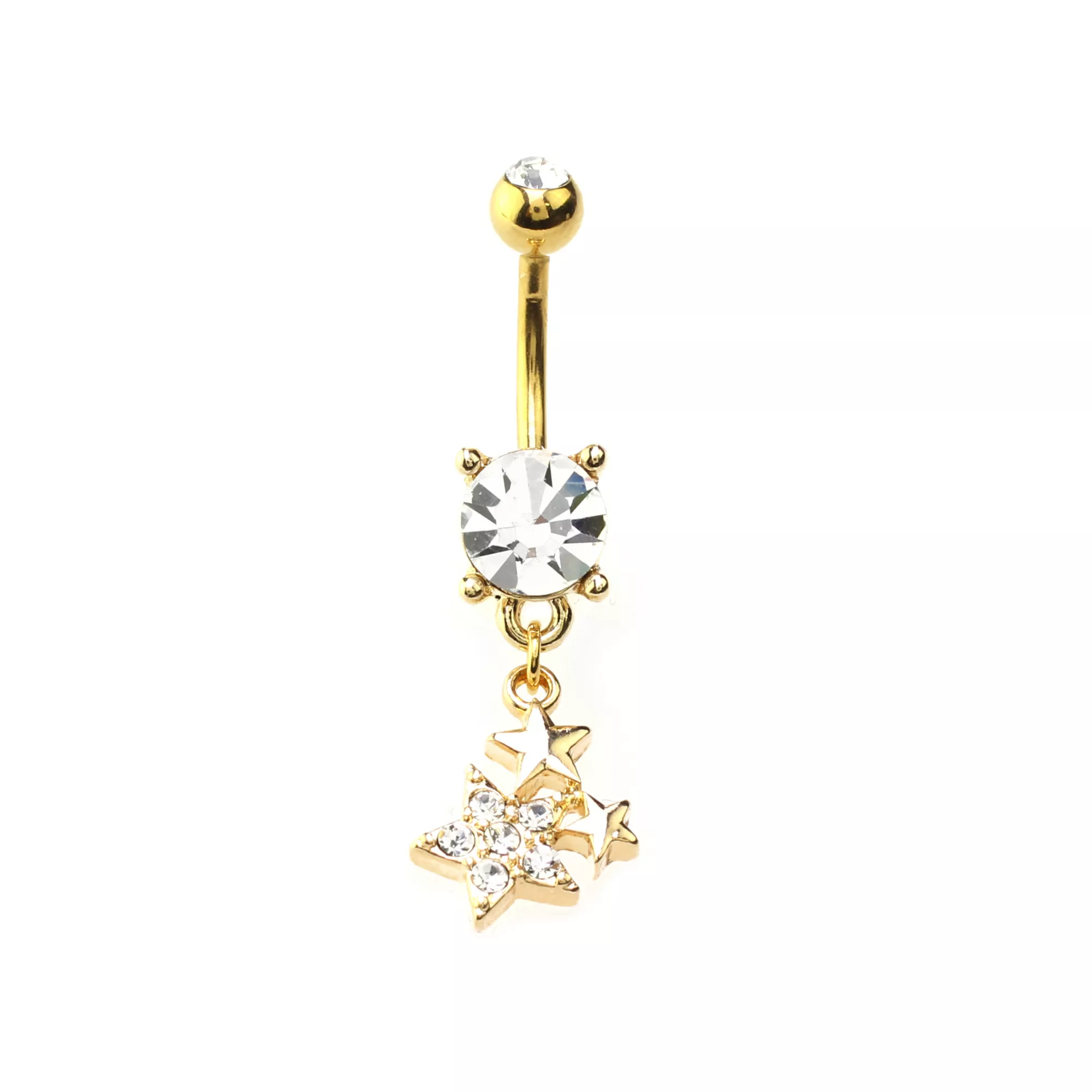 Goldtone Star Cluster Dangle Belly Ring - 14 Gauge at Spencer's