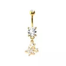Goldtone Star Cluster Dangle Belly Ring - 14 Gauge at Spencer's