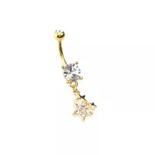 Goldtone Star Cluster Dangle Belly Ring - 14 Gauge at Spencer's