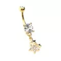 Goldtone Star Cluster Dangle Belly Ring - 14 Gauge at Spencer's