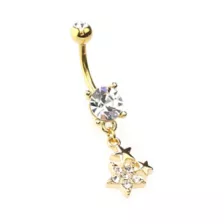 Goldtone Star Cluster Dangle Belly Ring - 14 Gauge at Spencer's