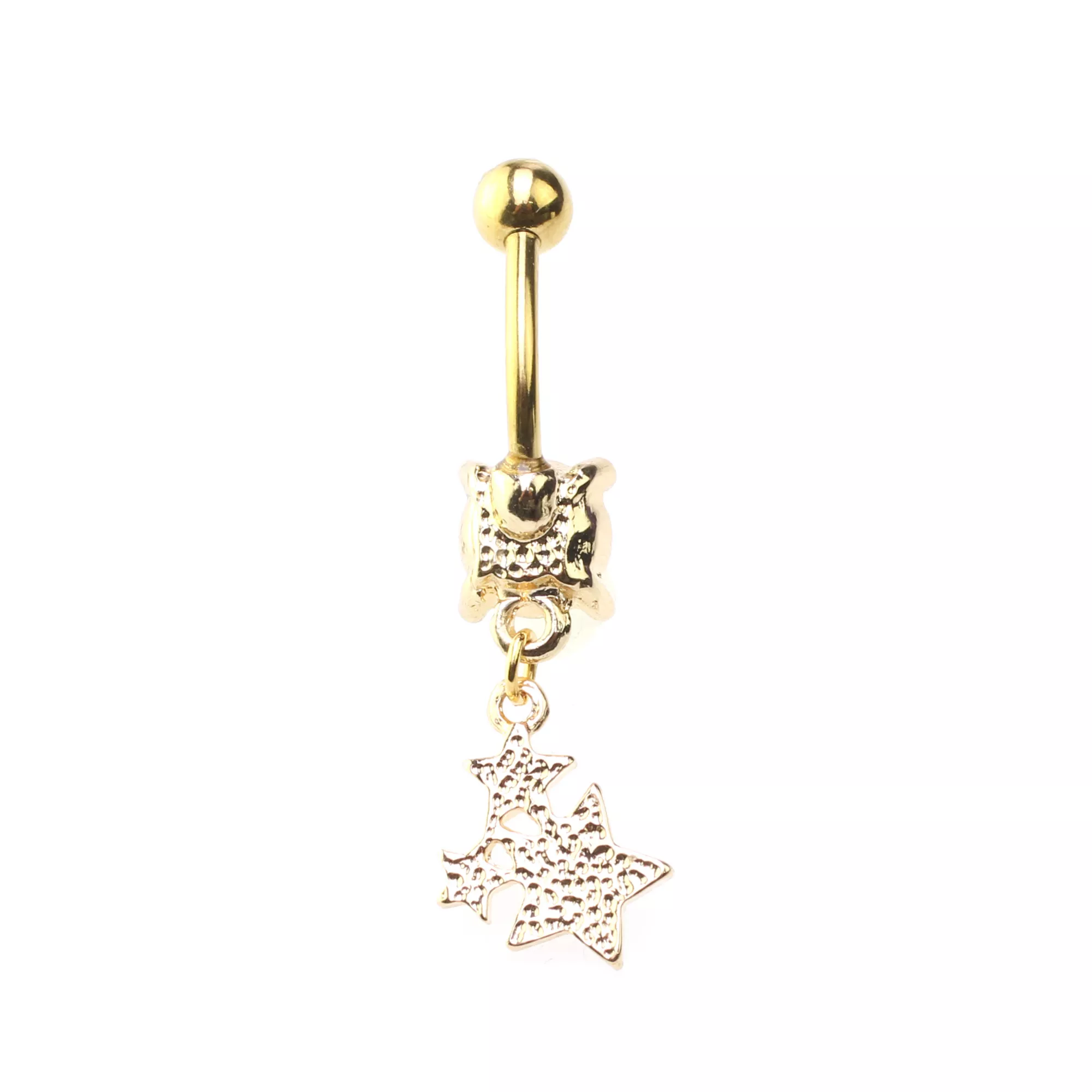 Goldtone Star Cluster Dangle Belly Ring - 14 Gauge at Spencer's