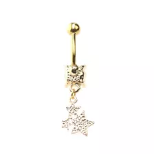 Goldtone Star Cluster Dangle Belly Ring - 14 Gauge at Spencer's