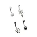 Multi-Pack Cyber Grunge Belly Rings 4 Pack - 14 Gauge at Spencer's