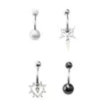 Multi-Pack Cyber Grunge Belly Rings 4 Pack - 14 Gauge at Spencer's