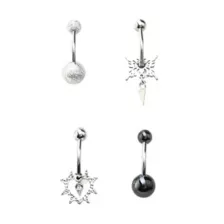 Multi-Pack Cyber Grunge Belly Rings 4 Pack - 14 Gauge at Spencer's