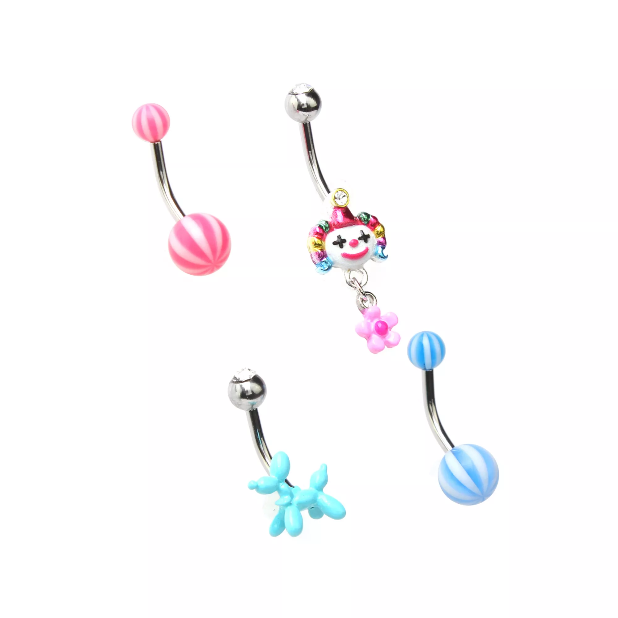 Multi-Pack CZ Circus Belly Rings 4 Pack - 14 Gauge at Spencer's